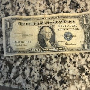 1935 F blue stamped $1 bill